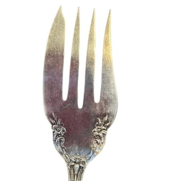 Reed & Barton Silver-Plated Floral Design Serving Fork Antique Vintage - Picture 2 of 8